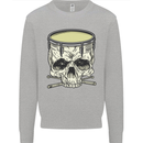 Skull Snare Drum Drummer Drumming Mens Sweatshirt Jumper Sports Grey
