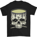 Skull Snare Drum Drummer Drumming Mens T-Shirt Cotton Gildan Black