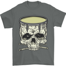 Skull Snare Drum Drummer Drumming Mens T-Shirt Cotton Gildan Charcoal