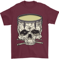 Skull Snare Drum Drummer Drumming Mens T-Shirt Cotton Gildan Maroon