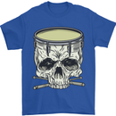 Skull Snare Drum Drummer Drumming Mens T-Shirt Cotton Gildan Royal Blue