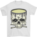 Skull Snare Drum Drummer Drumming Mens T-Shirt Cotton Gildan White