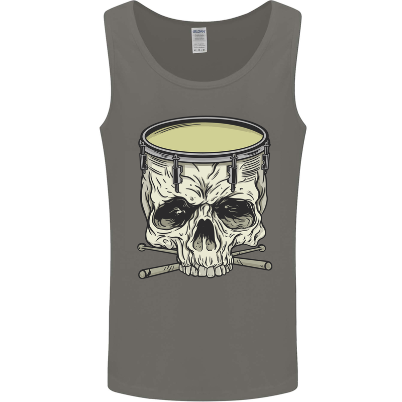 Skull Snare Drum Drummer Drumming Mens Vest Tank Top Charcoal