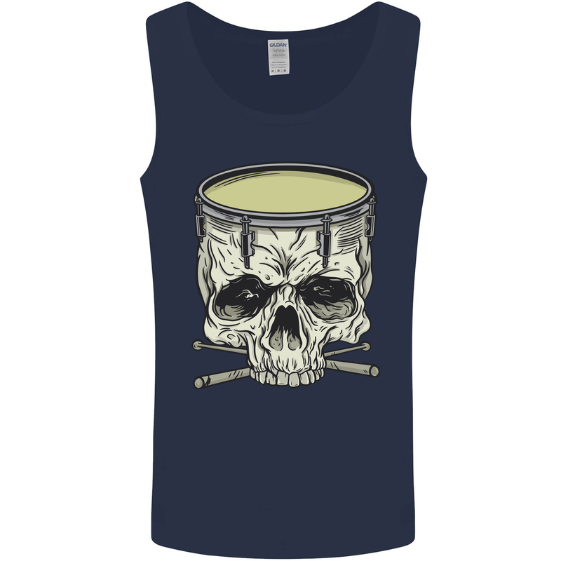 Skull Snare Drum Drummer Drumming Mens Vest Tank Top Navy Blue