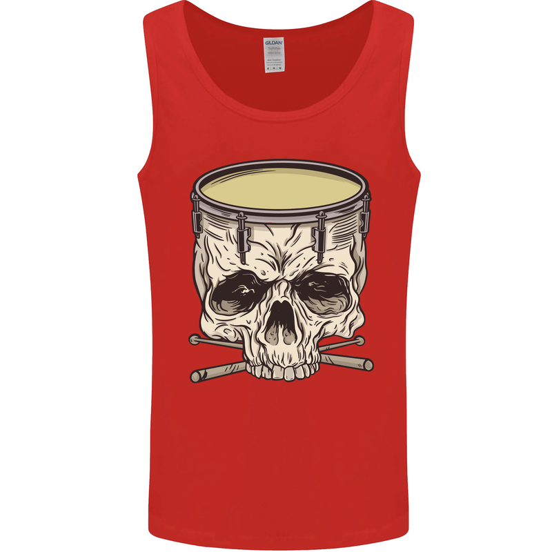Skull Snare Drum Drummer Drumming Mens Vest Tank Top Red
