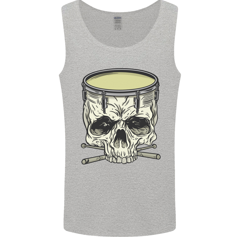Skull Snare Drum Drummer Drumming Mens Vest Tank Top Sports Grey