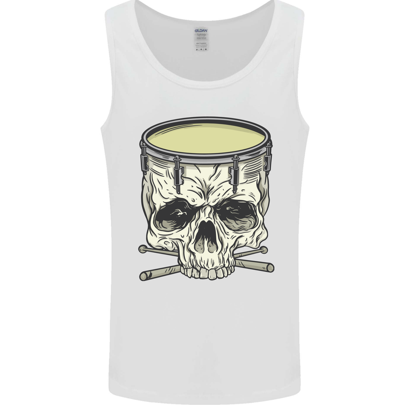 Skull Snare Drum Drummer Drumming Mens Vest Tank Top White