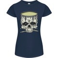Skull Snare Drum Drummer Drumming Womens Petite Cut T-Shirt Navy Blue