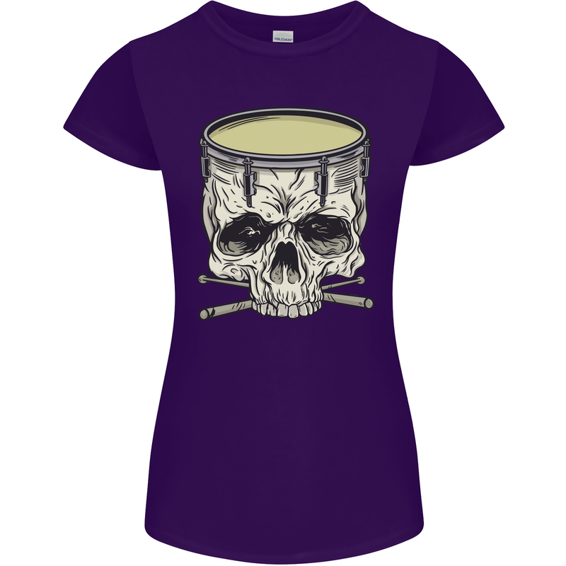Skull Snare Drum Drummer Drumming Womens Petite Cut T-Shirt Purple