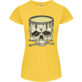 Skull Snare Drum Drummer Drumming Womens Petite Cut T-Shirt Yellow
