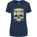 Skull Snare Drum Drummer Drumming Womens Wider Cut T-Shirt Navy Blue