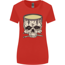 Skull Snare Drum Drummer Drumming Womens Wider Cut T-Shirt Red