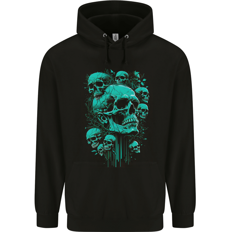 Skull Time Gothic Heavy Metal Rock Music Biker Childrens Kids Hoodie Black