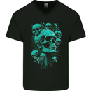 Skull Time Gothic Heavy Metal Rock Music Biker Mens V-Neck Cotton T-Shirt Black