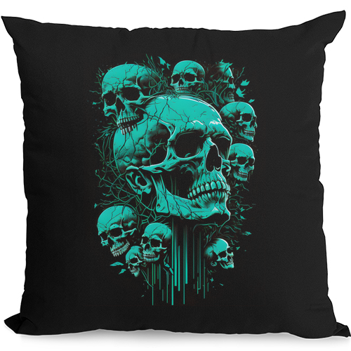 Skull Time Gothic Heavy Metal Rock Music Biker Mens Womens Kids Unisex Black Cushion Cover