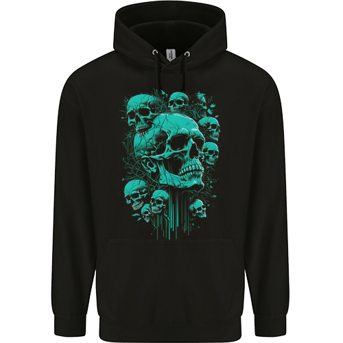 Skull Time Gothic Heavy Metal Rock Music Biker Mens Womens Kids Unisex Black Kids Hoodie