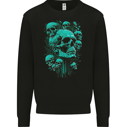 Skull Time Gothic Heavy Metal Rock Music Biker Mens Womens Kids Unisex Black Kids Sweatshirt