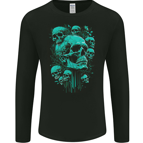 Skull Time Gothic Heavy Metal Rock Music Biker Mens Womens Kids Unisex Black Mens L\S T-Shirt