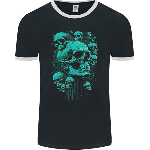 Skull Time Gothic Heavy Metal Rock Music Biker Mens Womens Kids Unisex Black Mens Ringer