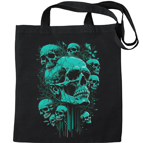 Skull Time Gothic Heavy Metal Rock Music Biker Mens Womens Kids Unisex Black Tote Bag