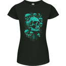 Skull Time Gothic Heavy Metal Rock Music Biker Womens Petite Cut T-Shirt Black