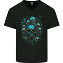 Skull Tree Gothic Heavy Metal Rock Music Biker Mens V-Neck Cotton T-Shirt Black