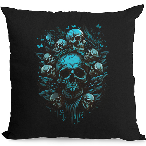 Skull Tree Gothic Heavy Metal Rock Music Biker Mens Womens Kids Unisex Black Cushion Cover