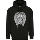 Skull Wings Viking Gothic  Wings Gym Biker Childrens Kids Hoodie Black