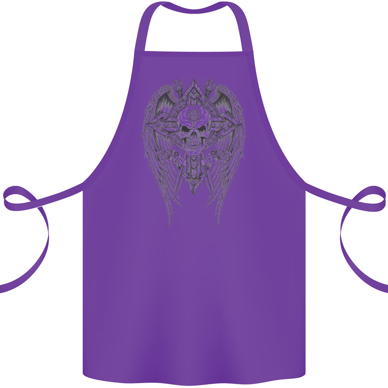 Skull Wings Viking Gothic  Wings Gym Biker Cotton Apron 100% Organic Purple