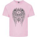 Skull Wings Viking Gothic  Wings Gym Biker Kids T-Shirt Childrens Light Pink