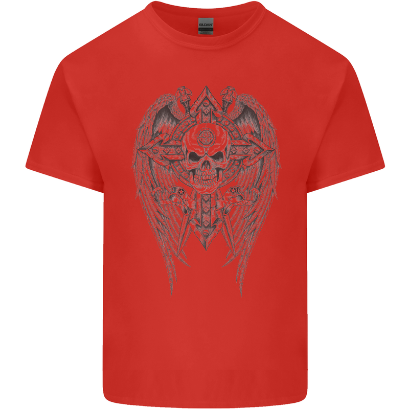 Skull Wings Viking Gothic  Wings Gym Biker Kids T-Shirt Childrens Red