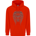 Skull Wings Viking Gothic  Wings Gym Biker Mens 80% Cotton Hoodie Bright Red
