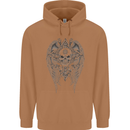 Skull Wings Viking Gothic  Wings Gym Biker Mens 80% Cotton Hoodie Caramel Latte