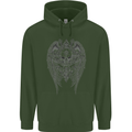Skull Wings Viking Gothic  Wings Gym Biker Mens 80% Cotton Hoodie Forest Green