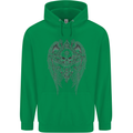 Skull Wings Viking Gothic  Wings Gym Biker Mens 80% Cotton Hoodie Irish Green