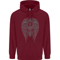 Skull Wings Viking Gothic  Wings Gym Biker Mens 80% Cotton Hoodie Maroon