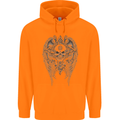 Skull Wings Viking Gothic  Wings Gym Biker Mens 80% Cotton Hoodie Orange