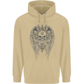 Skull Wings Viking Gothic  Wings Gym Biker Mens 80% Cotton Hoodie Sand