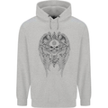Skull Wings Viking Gothic  Wings Gym Biker Mens 80% Cotton Hoodie Sports Grey