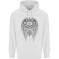 Skull Wings Viking Gothic  Wings Gym Biker Mens 80% Cotton Hoodie White