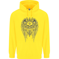 Skull Wings Viking Gothic  Wings Gym Biker Mens 80% Cotton Hoodie Yellow