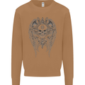 Skull Wings Viking Gothic  Wings Gym Biker Mens Sweatshirt Jumper Caramel Latte