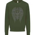 Skull Wings Viking Gothic  Wings Gym Biker Mens Sweatshirt Jumper Forest Green