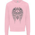 Skull Wings Viking Gothic  Wings Gym Biker Mens Sweatshirt Jumper Light Pink