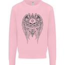 Skull Wings Viking Gothic  Wings Gym Biker Mens Sweatshirt Jumper Light Pink