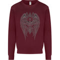 Skull Wings Viking Gothic  Wings Gym Biker Mens Sweatshirt Jumper Maroon