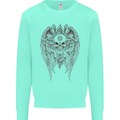 Skull Wings Viking Gothic  Wings Gym Biker Mens Sweatshirt Jumper Peppermint