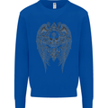 Skull Wings Viking Gothic  Wings Gym Biker Mens Sweatshirt Jumper Royal Blue