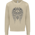 Skull Wings Viking Gothic  Wings Gym Biker Mens Sweatshirt Jumper Sand