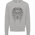 Skull Wings Viking Gothic  Wings Gym Biker Mens Sweatshirt Jumper Sports Grey